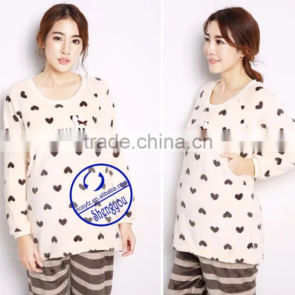 Custom Made Wholesale High Quality Coral Fleece Maternity Set photo-3