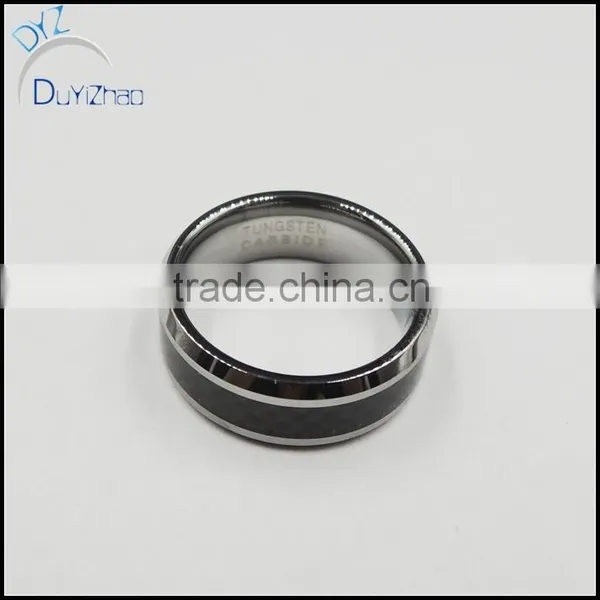 Carbon Fiber Inlaid White Tungsten Rings photo-3