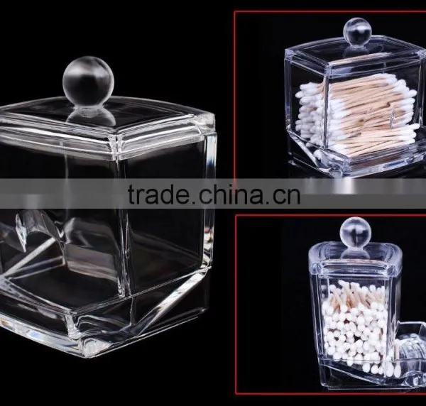 Acrylic Organizer Cotton Swab Holder Makeup Pads Holder Cosmetics Organizer