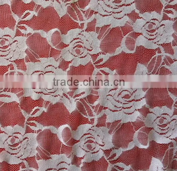 Rose Flower Nylon Lace Fabric in Stock Elastic Lace Fabric photo-3