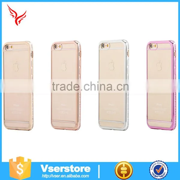Electroplating Bling Tpu Transparent Clear Case for Iphone 6 Diamond Bumper Case photo-3