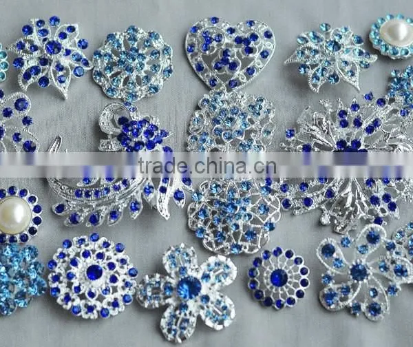 Rhinestone Button Brooch Embellishment Pearl Crystal Wedding Brooch Bouquet Cake Hair Comb Clip Large Assorted Decoration photo-5