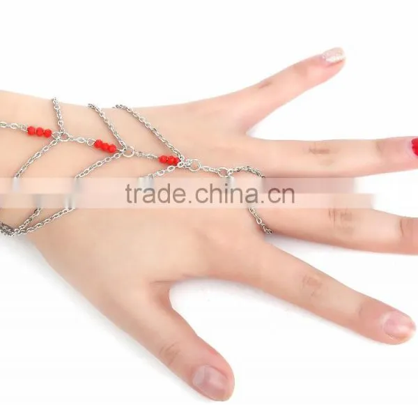 Luxury Slave Multi Gold Chain Link Interweave Finger Ring Bracelet Hand Harness photo-5