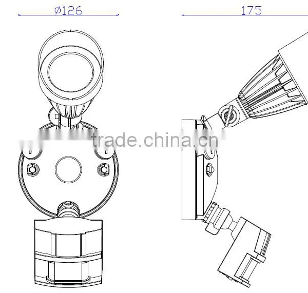 China Manufacture Die-cast Aluminum SMD Led Head Motion Sensor Outdoor Flood Light photo-2