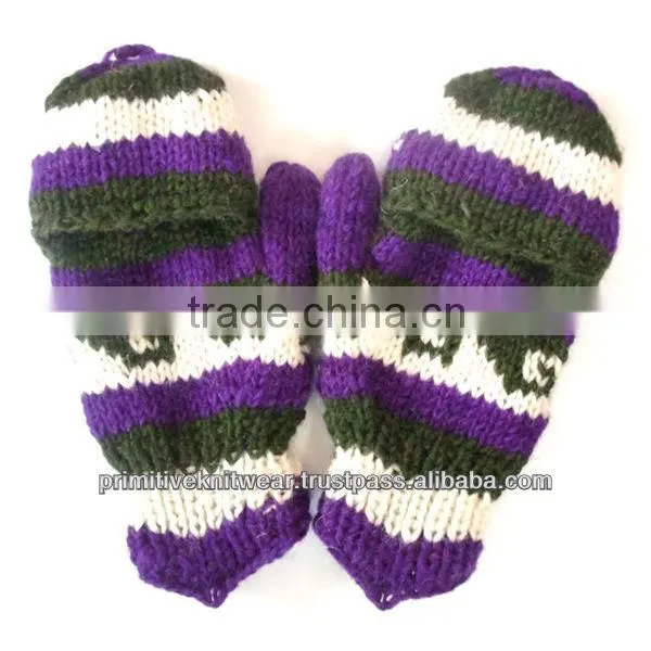 Hand Knitted Fingerless Woolen Glove