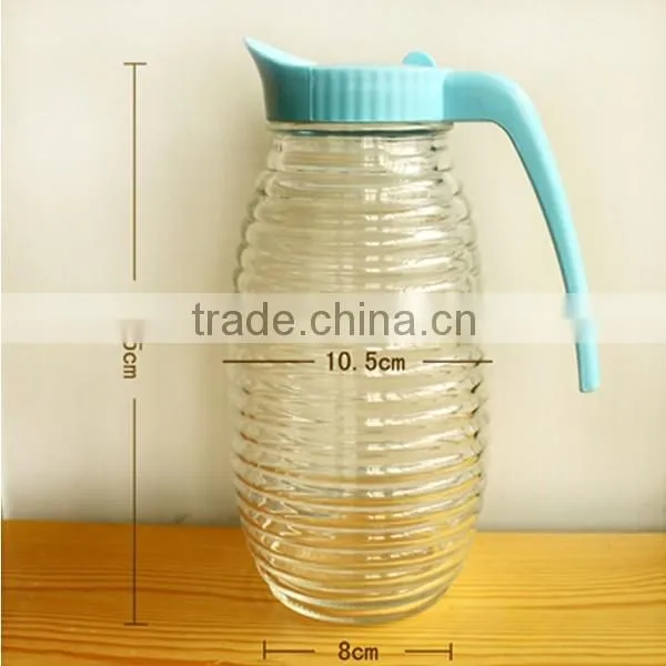 1.5L Clear Glass Water Jug Bottle With Plastic Handle Lid photo-4