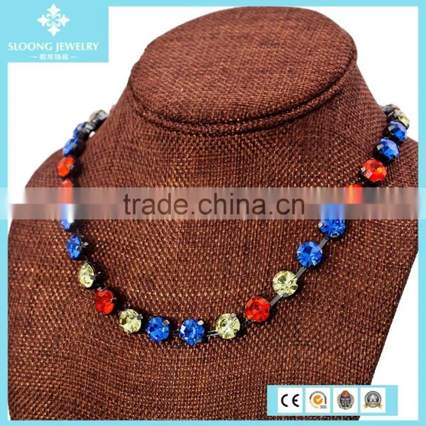 Elegant Chain Candy Color Diamond Necklace