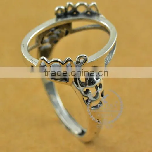 14*18mm 925 Sterling Silver Antiqued Silver Vintage Style Oval Bezel Ring Base Blank Supplies DIY Findings 1223075 photo-2