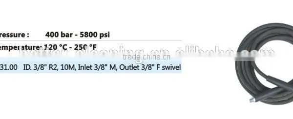 400 Bar ID. 3/8" 10M R2 Inlet 3/8" M Outlet 3/8" F Swivel High Pressure Hose