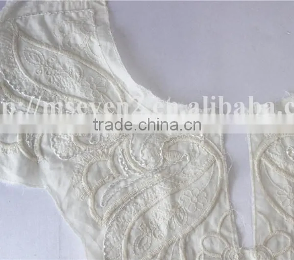 Beaded Cotton Fabric Embroidery Neckline Design for Garment photo-5