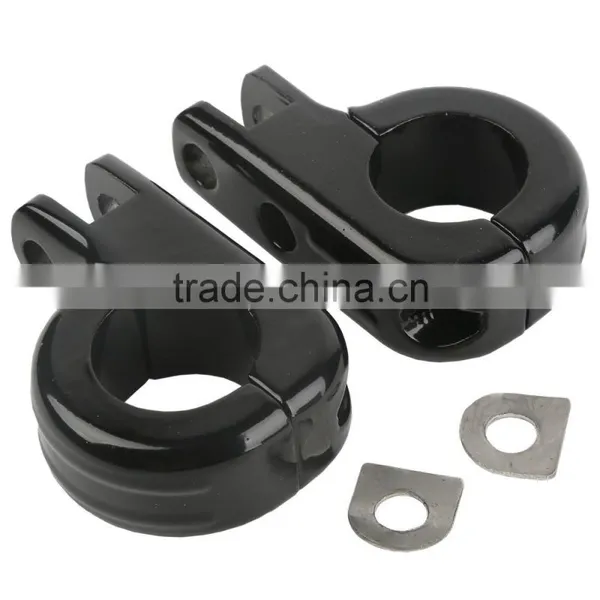 Black FootPeg Mounts for Harley 1 1/4" Engine Guard Highway Crash Bars photo-2