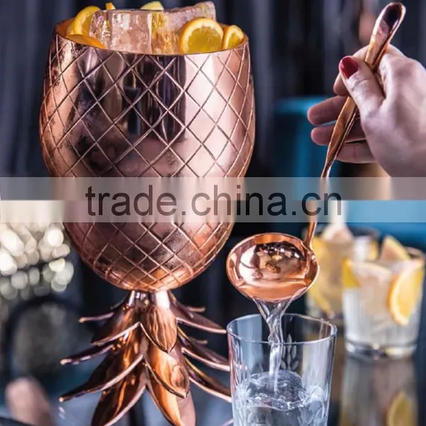 Rose Gold Copper Drinking Cocktail Pineapple Mug, Pineapple Mug Silver Shiny Color, Gold Brass photo-4