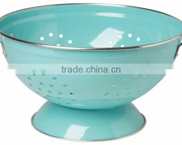 Round Metal Self Draining Pasta Bowl Kitchen Food Washing Strainer Vegetable Conlander photo-5