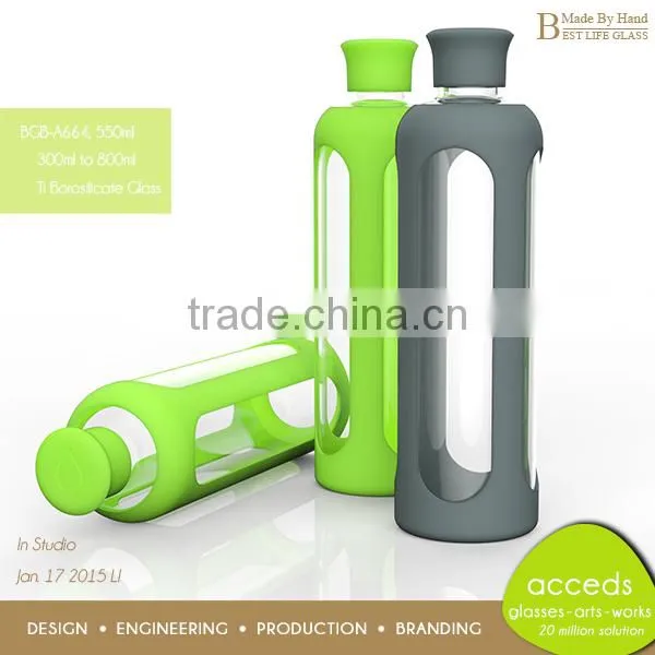 Novelty Pyrex Glass Silicone Drinking Bottle for Sports photo-5