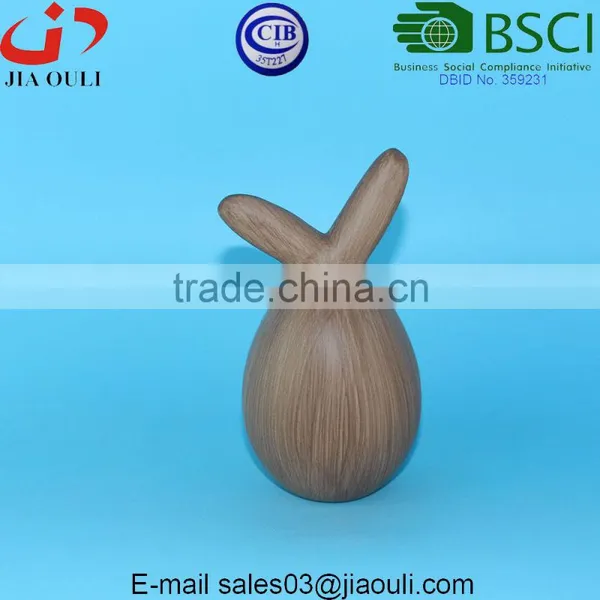 BSCI Audit Dehua Factory Brown Painted Ceramic Rabbit, Fat Sitting Rabbit photo-5