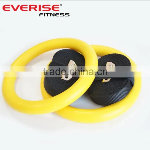 ABS Plastic Gymnastic Rings With Gym Wrist Straps for Strength Training