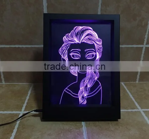 2016 New Design Awsome Creative Magic Illusion 3D Led Night Lights Photo Frame for Decoration photo-2