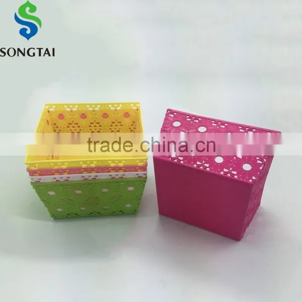 Carved Sunflower Design Square Plastic pp Basket