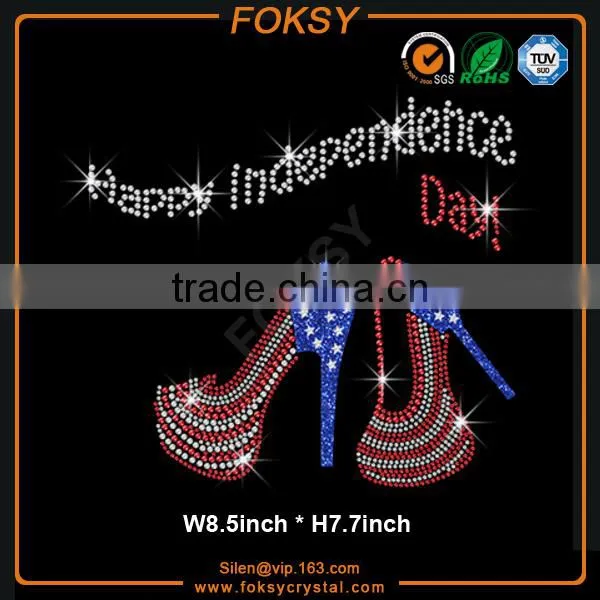 Happy Independence Day High Heels Rhinestone and Glitter Transfers