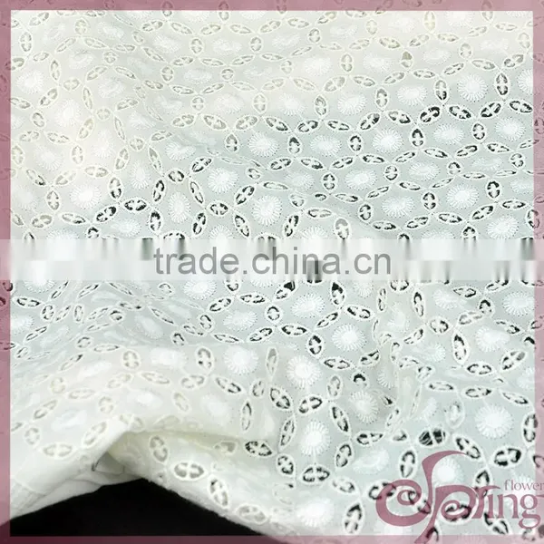Off-white Hollow Out Small Floral Embroidery Fabric, Vintage Cotton Lace Fabric photo-3