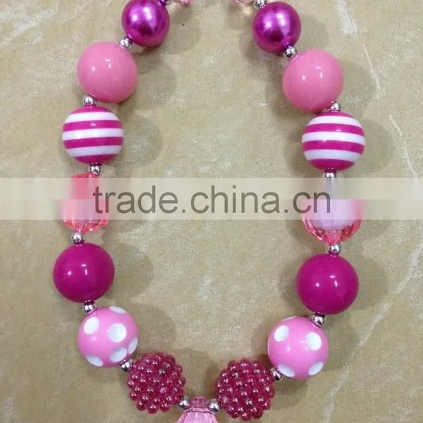 2014 New July 4th Chunky Bubblegum Frozen Necklace Resin Stripe Beads Kids Necklace 2014 Wholesale Baby Beads Necklace