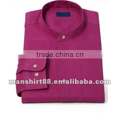 2016 Latest Style Men 100% Linen Band Collar Long Sleeve Sport Casual Shirt photo-2