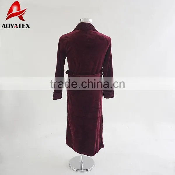 Hot Selling Minky Collar Soft Flannel Fleece Long Bathrobe Gown photo-6