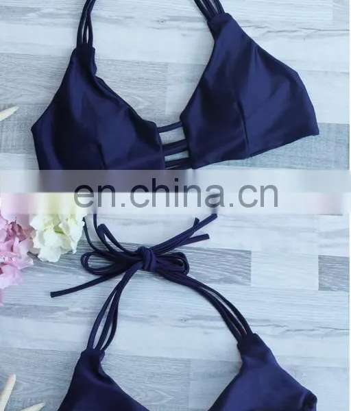Women's Beach Strappy Reversible Bottom Bikini Set photo-2
