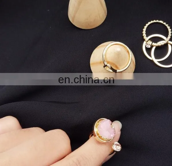 5PCS/Set Fashion Jewelry Special Pink Stone Rings For Women Knuckle Joint Ring Set photo-6