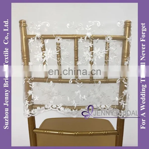 C183L White Embroidered Lace Chair Covers Wedding Lace Chair Sashes photo-3