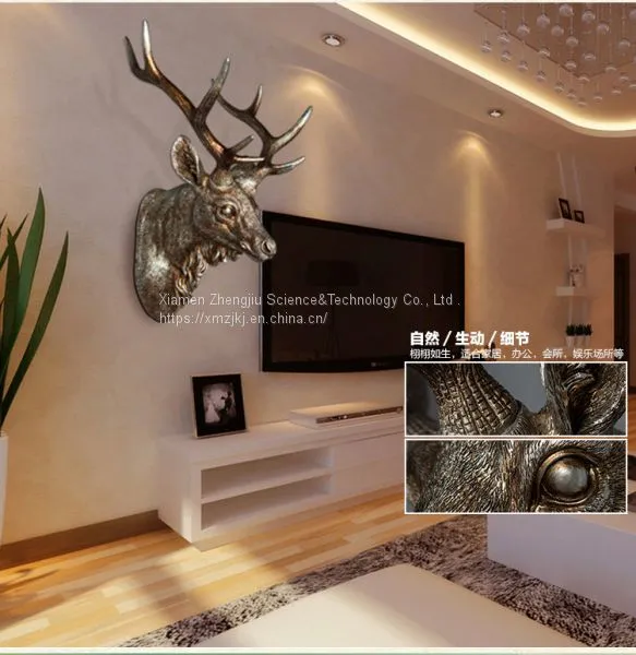Restoring Ancient Ways Creative Simulation Animal Deer Head Wall Hanging Decoration Style Indoor Resin Crafts Decoration Home Decor photo-3