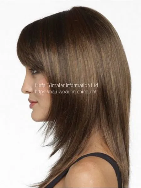 Straight Brown 16 Inches With Bangs Women Synthetic Wigs in Capless Constructions photo-2