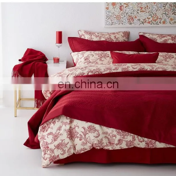 RAWHOUSE Wedding Red 3pcs Quilt Wholesale China Quilted Bedspread Cotton