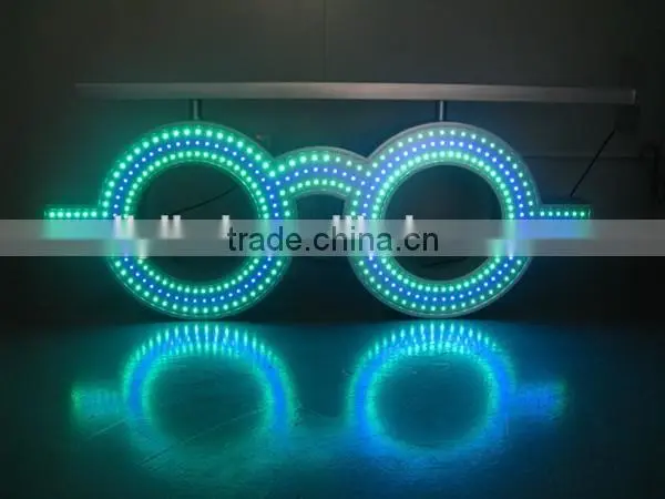 2015 hot selling led optical lens with good quality with two sides display,remote control board changes the display shape
