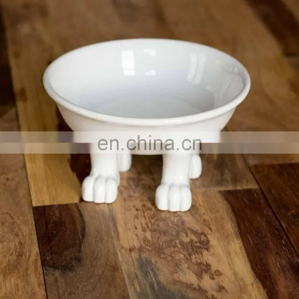 New Factory Dog Shaped Modern Custom Ceramic Elevated Raised Supplies Dish Water Pet Dog Cat Bowl photo-4