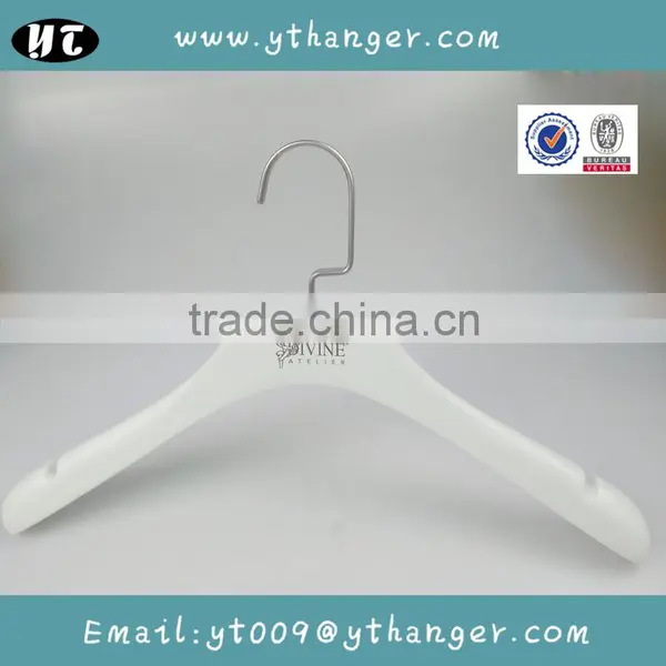 HA7069 White Printed Wood Hanger Women Dress Hanger for Clothes Store photo-2
