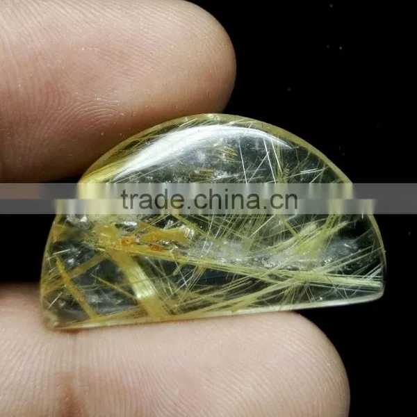 Top Quality Natural Rutile Cabochon Gemstone / Smooth Rutile Cabochon Stone / Yellow Rutile Quartz Fancy D Shape Rutile photo-4