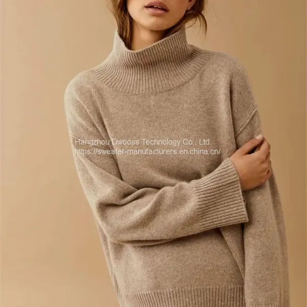 Manufacturers Custom Knit Turtleneck Cotton Wool Cashmere Sweater Women photo-2