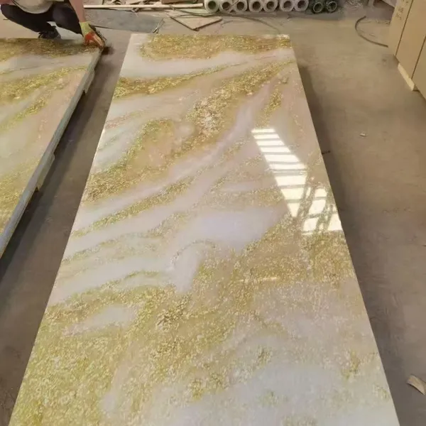 PVC Golden Marble Panel Gilded Wall Panels for Home and Office Wall Decoration photo-3