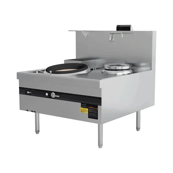 45kW Gas Single Wok mit φ350 Warmer Ring - SUS304 Bauweise