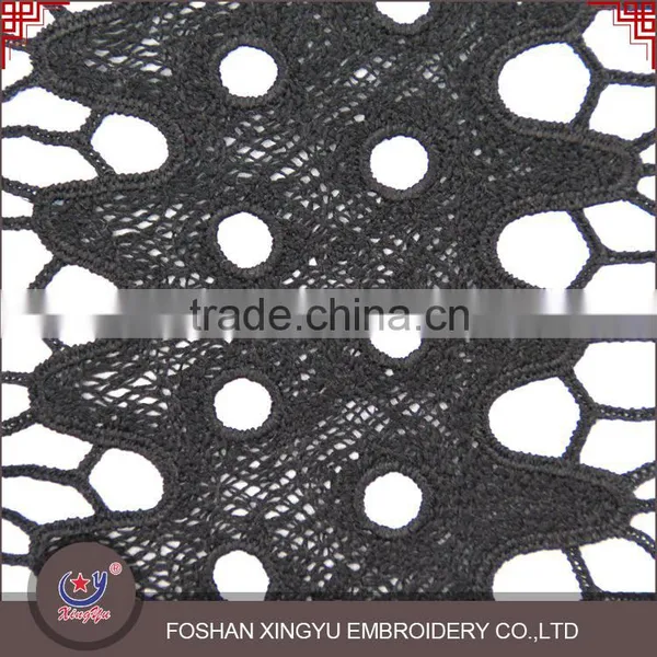 Good Price Excellent Quality Black Polyester Water Soluble Chemical Lace Fabric photo-4
