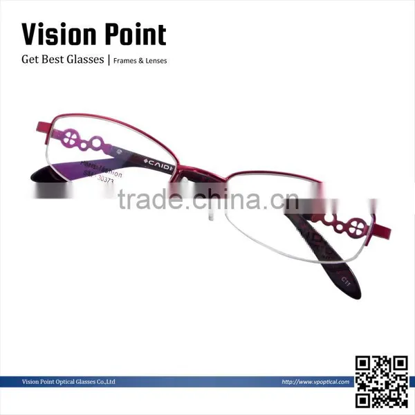 Fashion Style Women Metal Half Frame Eyeglasses Frame With Pattern Temple With Clear Lenses photo-2