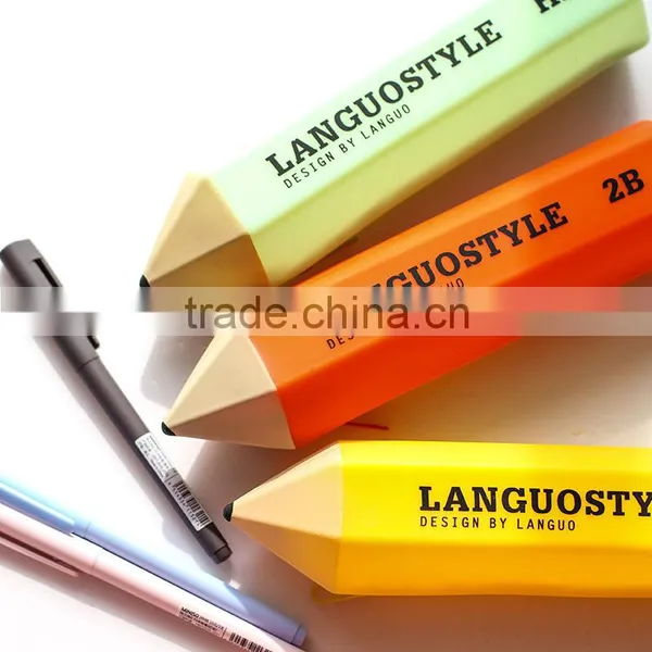 Cute Promotion Cheap Silicone Pen Pencil Stationery Pouch Bag Case photo-3