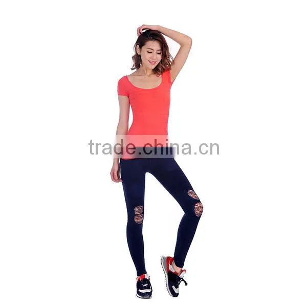 High Quality Fitness Sports Gym Wear Women Sexy Sports Jeans Pants photo-5