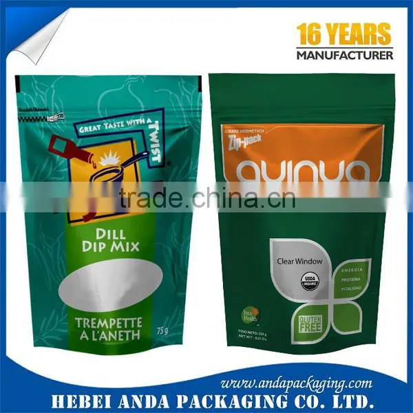 Wholesale Resealable Plastic Doypack Food Bags With Zipper