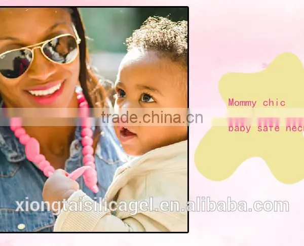 BPA Free Silicone Necklace Baby Teething Silicone Rubber Necklace
