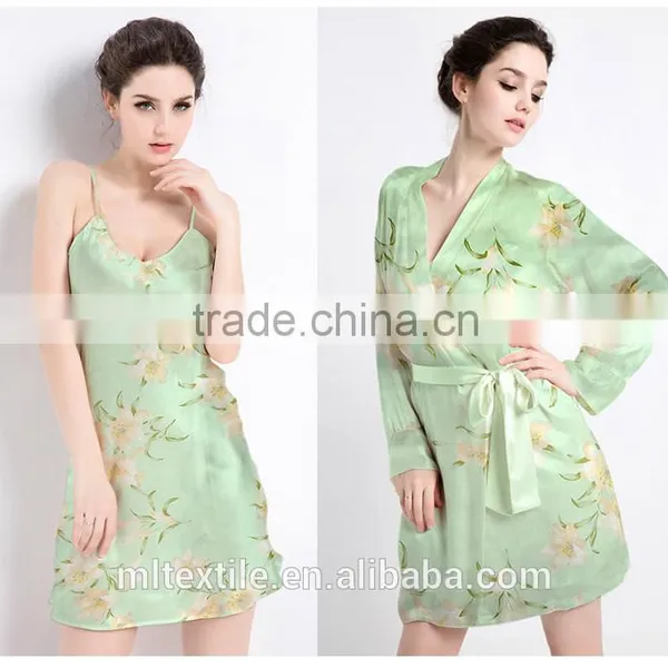 19mm Green 100% Silk Charmeuse Fabric for Women photo-6