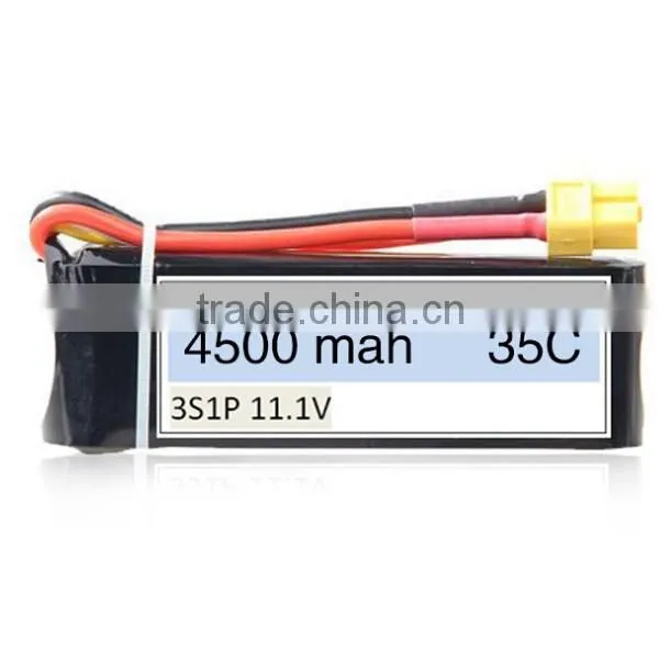 Rechargeable RC Li-polymer Battery Pack 11.1V 4500mAh 3S Continuous High Rate 35C Quadcopter Drone