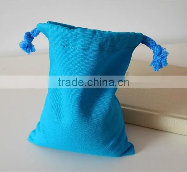 Wholesale Blue Color Canvas Drawstring Gift Packing Bag photo-2