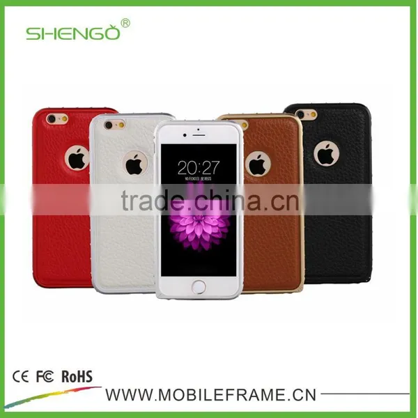 Metal Bumper With Leather Cover Phone Case for IPhone6/6P photo-4